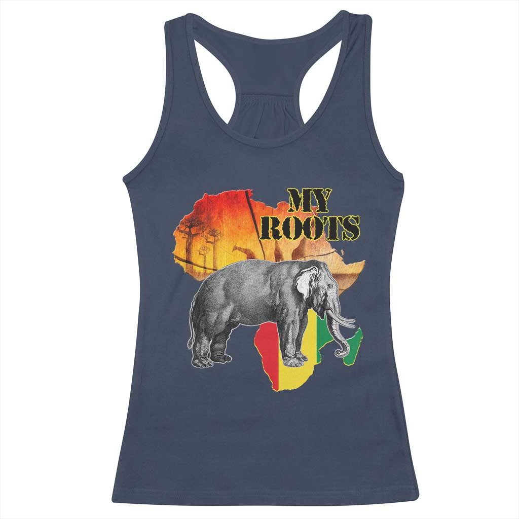 Africa Roots Racerback Tank Top My Roots Africa Map Black History Elephant TS11 Navy Print Your Wear