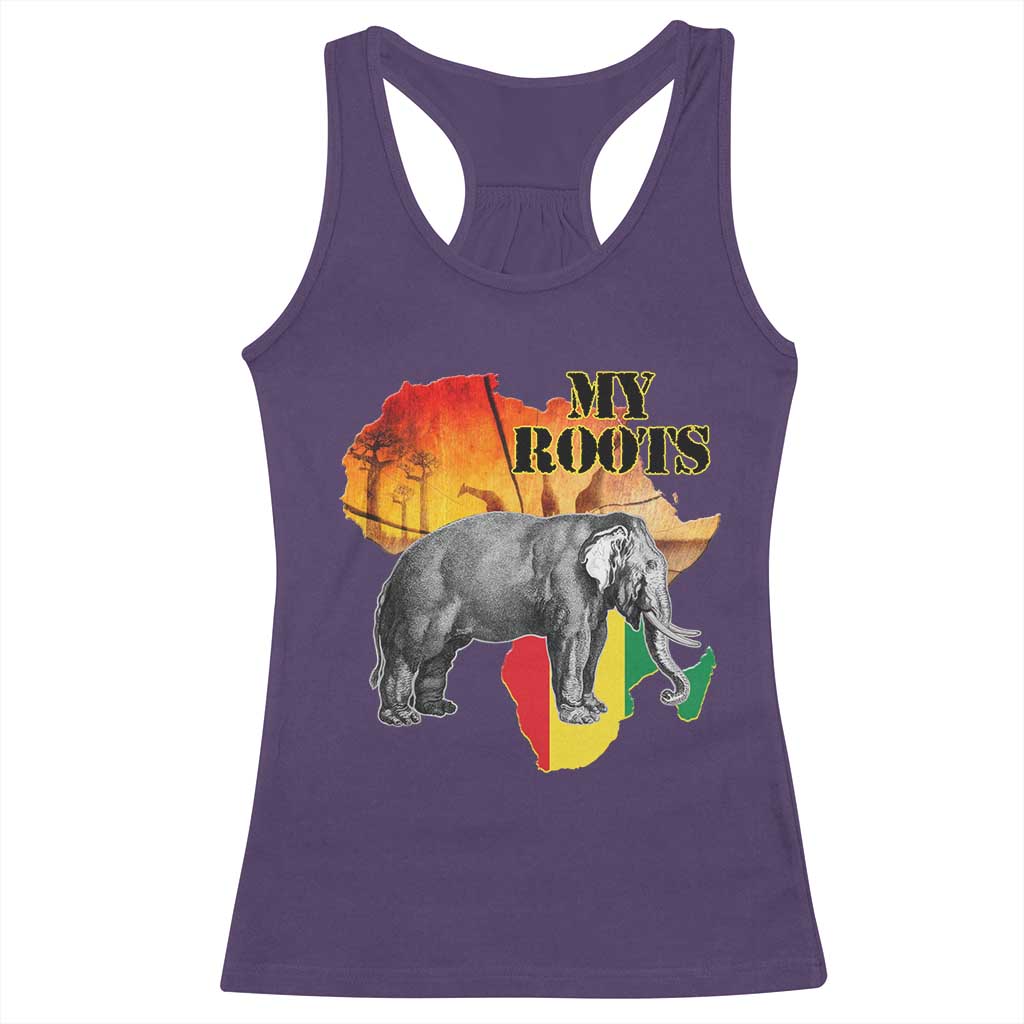 Africa Roots Racerback Tank Top My Roots Africa Map Black History Elephant TS11 Purple Print Your Wear