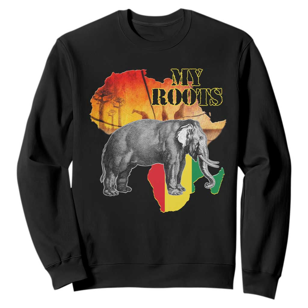 Africa Roots Sweatshirt My Roots Africa Map Black History Elephant TS11 Black Print Your Wear