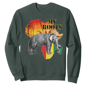 Africa Roots Sweatshirt My Roots Africa Map Black History Elephant TS11 Dark Forest Green Print Your Wear