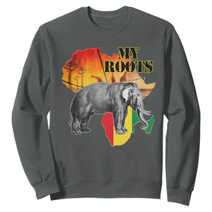 Africa Roots Sweatshirt My Roots Africa Map Black History Elephant TS11 Dark Heather Print Your Wear