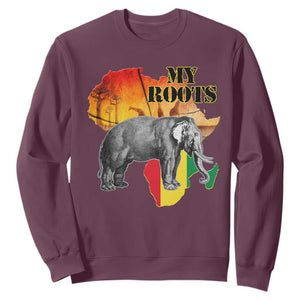 Africa Roots Sweatshirt My Roots Africa Map Black History Elephant TS11 Maroon Print Your Wear