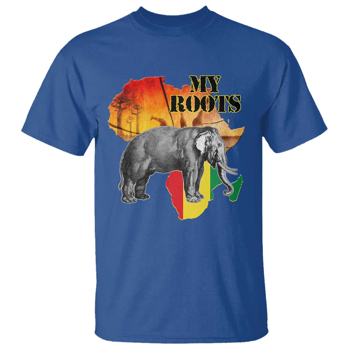 Africa Roots T Shirt My Roots Africa Map Black History Elephant TS11 Royal Blue Print Your Wear
