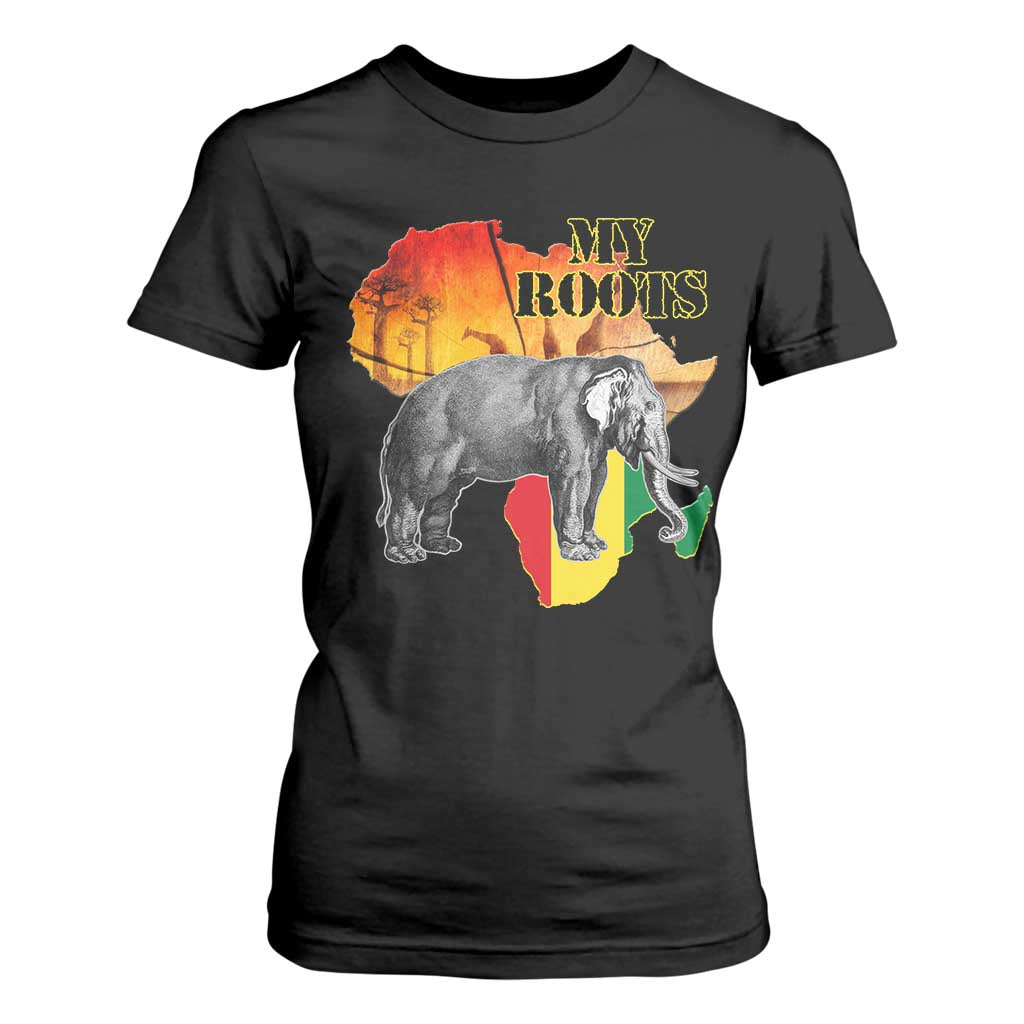 Africa Roots T Shirt For Women My Roots Africa Map Black History Elephant TS11 Black Print Your Wear