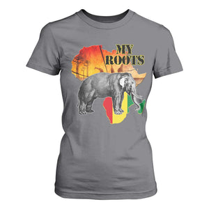 Africa Roots T Shirt For Women My Roots Africa Map Black History Elephant TS11 Charcoal Print Your Wear
