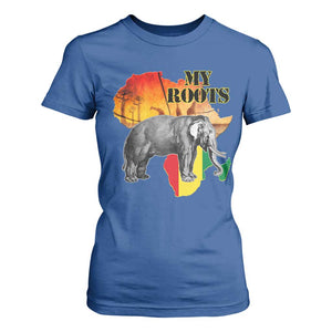 Africa Roots T Shirt For Women My Roots Africa Map Black History Elephant TS11 Royal Blue Print Your Wear