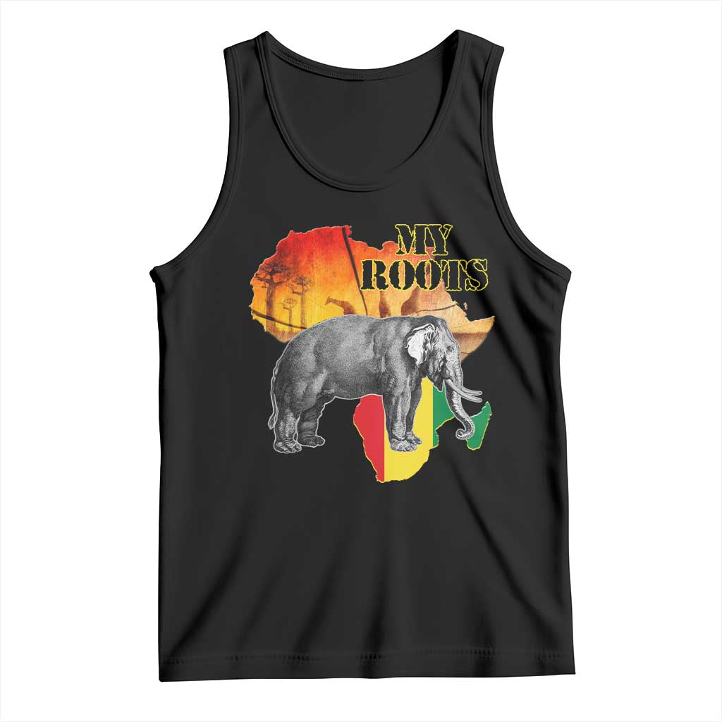Africa Roots Tank Top My Roots Africa Map Black History Elephant TS11 Black Print Your Wear