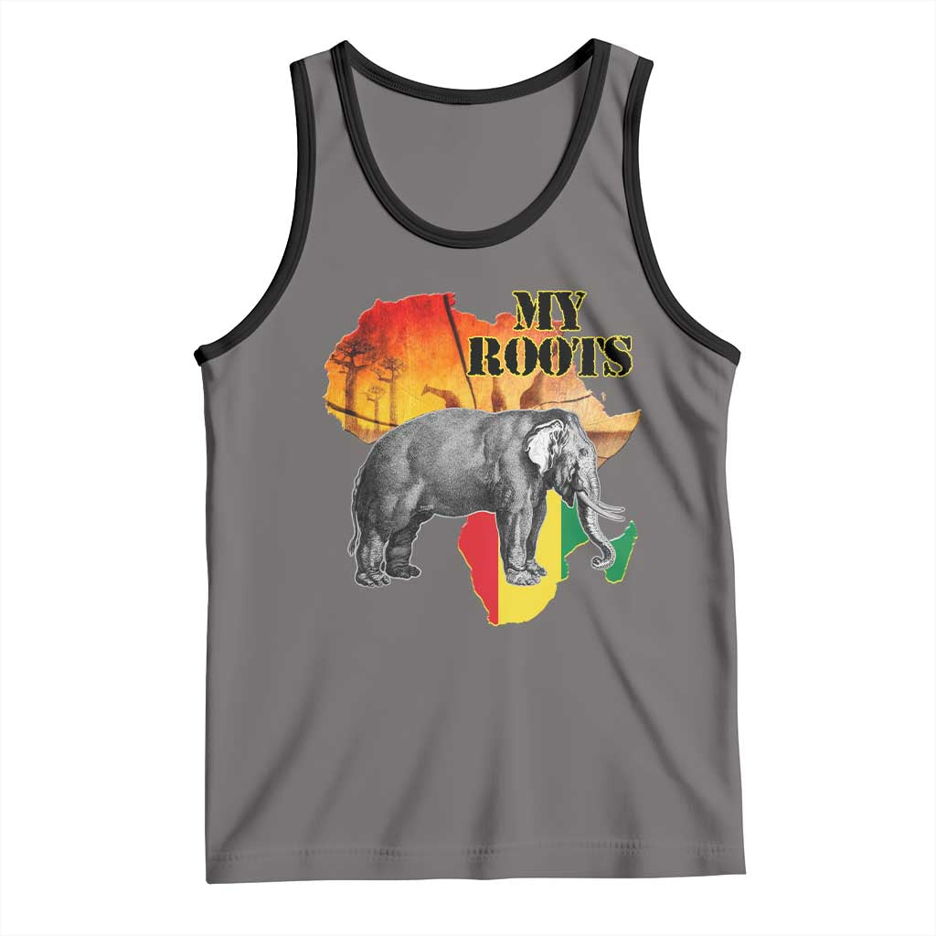 Africa Roots Tank Top My Roots Africa Map Black History Elephant TS11 Deep Heather Black Print Your Wear