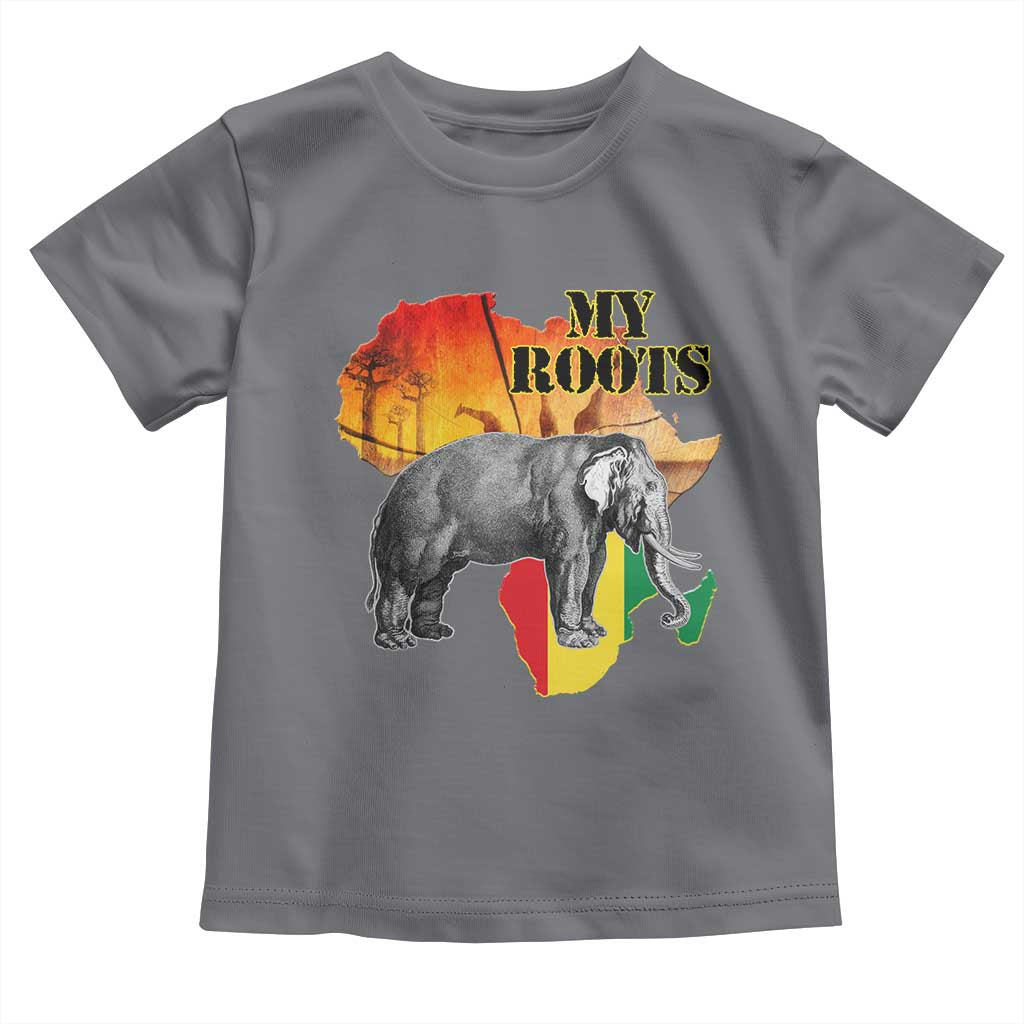Africa Roots Toddler T Shirt My Roots Africa Map Black History Elephant TS11 Charcoal Print Your Wear