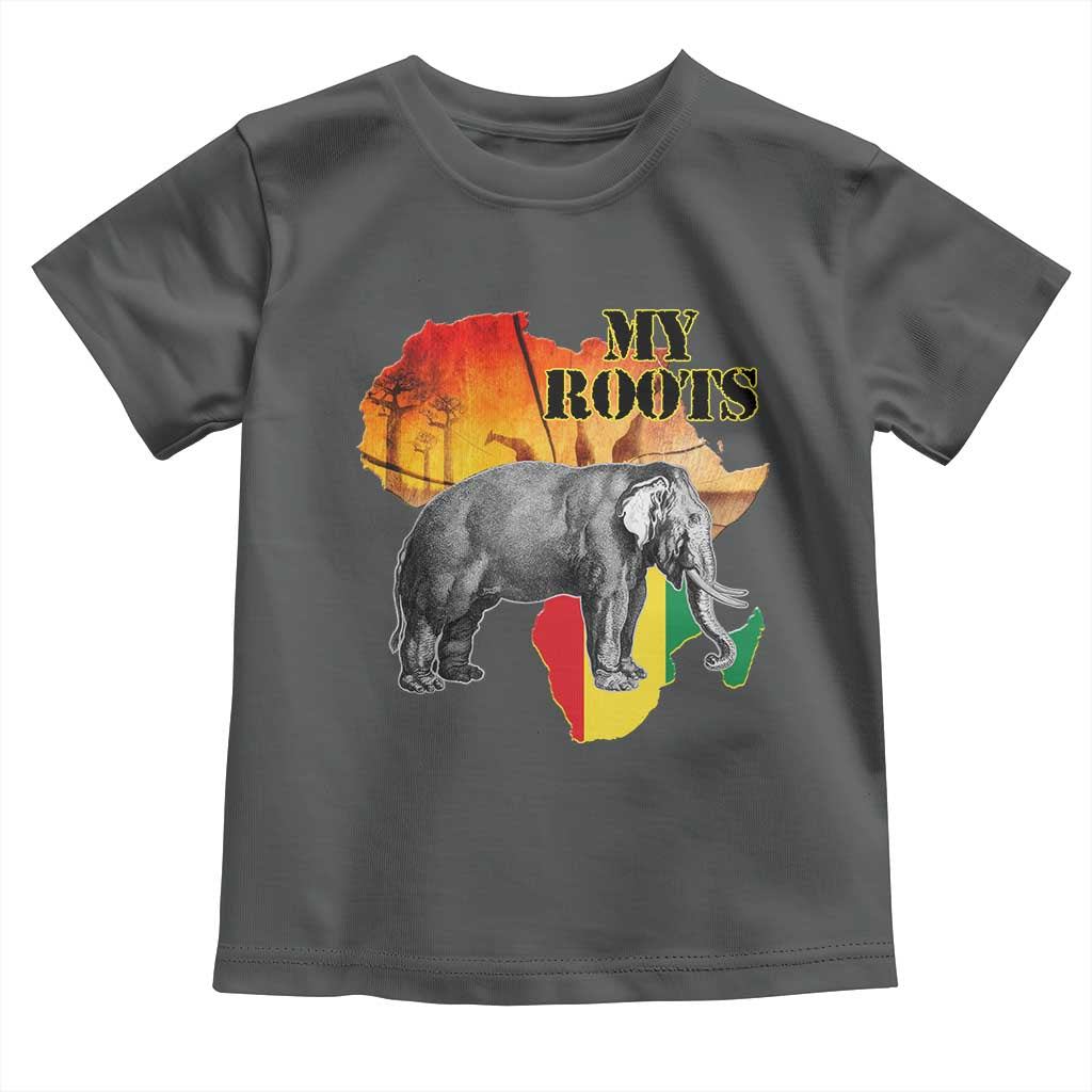 Africa Roots Toddler T Shirt My Roots Africa Map Black History Elephant TS11 Dark Heather Print Your Wear