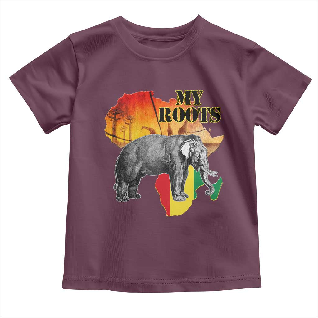 Africa Roots Toddler T Shirt My Roots Africa Map Black History Elephant TS11 Maroon Print Your Wear