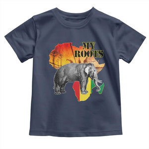 Africa Roots Toddler T Shirt My Roots Africa Map Black History Elephant TS11 Navy Print Your Wear