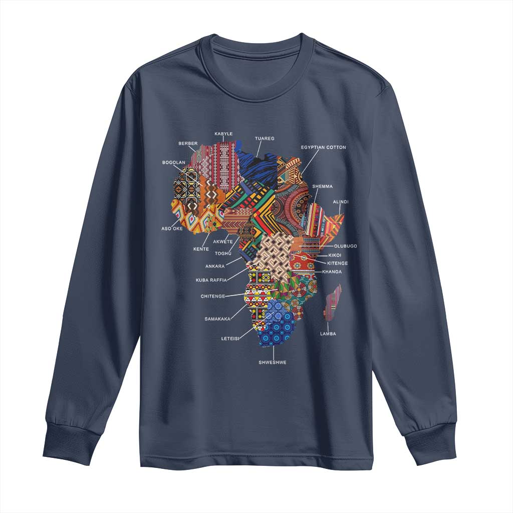 African Culture Black Fabrics Long Sleeve Shirt African American Heritage TS11 Navy Print Your Wear