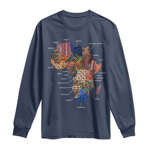 African Culture Black Fabrics Long Sleeve Shirt African American Heritage TS11 Navy Print Your Wear