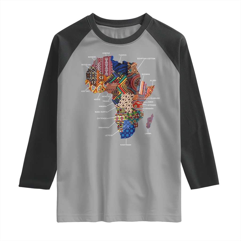 African Culture Black Fabrics Raglan Shirt African American Heritage TS11 Sport Gray Black Print Your Wear