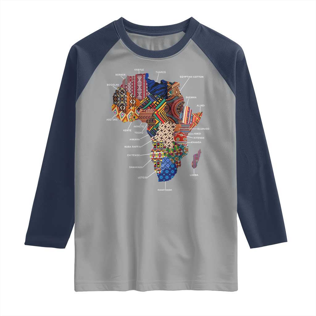 African Culture Black Fabrics Raglan Shirt African American Heritage TS11 Sport Gray Navy Print Your Wear
