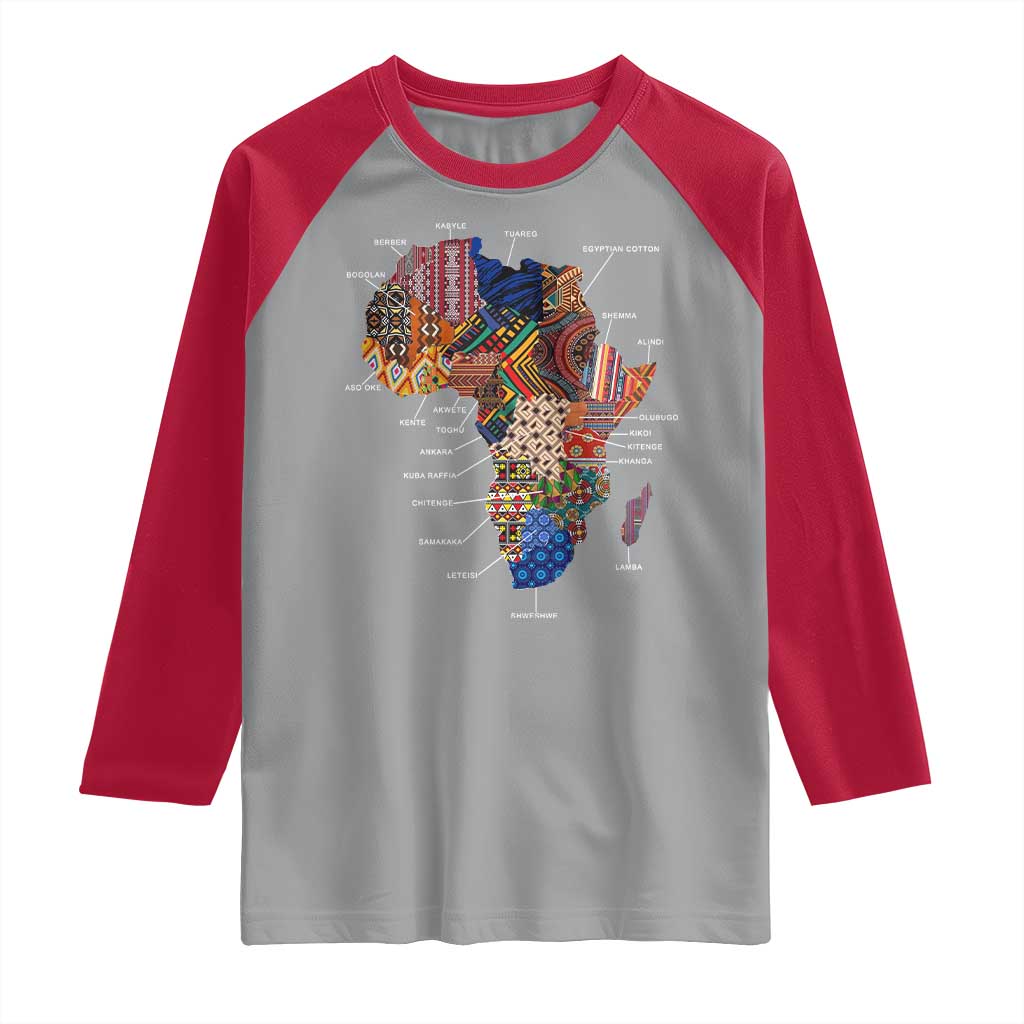 African Culture Black Fabrics Raglan Shirt African American Heritage TS11 Sport Gray Red Print Your Wear