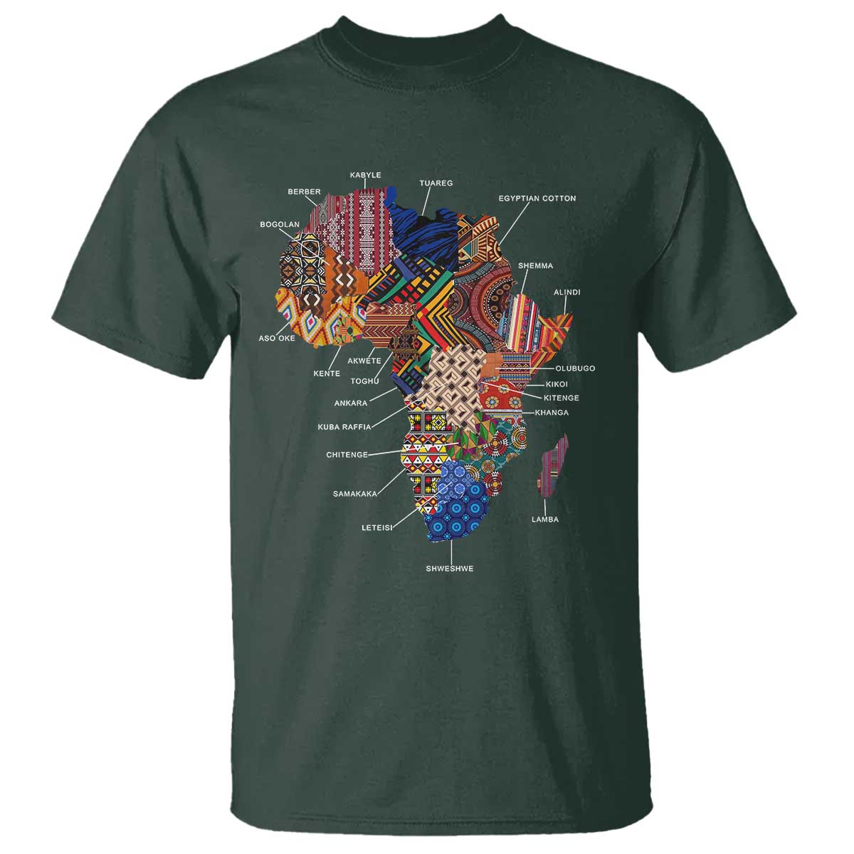 African Culture Black Fabrics T Shirt - African American Heritage Pride Tee TS11 Dark Forest Green Print Your Wear