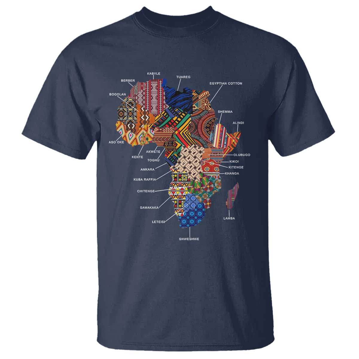 African Culture Black Fabrics T Shirt - African American Heritage Pride Tee TS11 Navy Print Your Wear