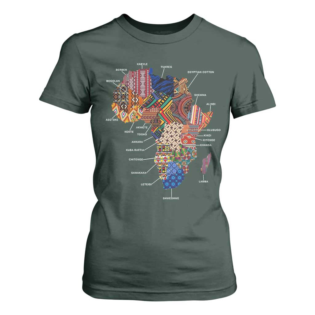 African Culture Black Fabrics T Shirt For Women African American Heritage TS11 Dark Forest Green Print Your Wear