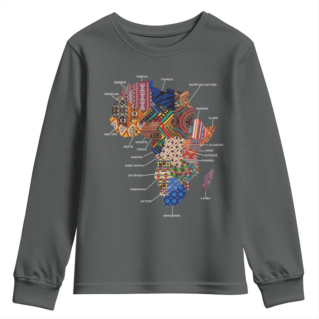 African Culture Black Fabrics Youth Sweatshirt African American Heritage TS11 Dark Heather Print Your Wear