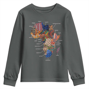 African Culture Black Fabrics Youth Sweatshirt African American Heritage TS11 Dark Heather Print Your Wear