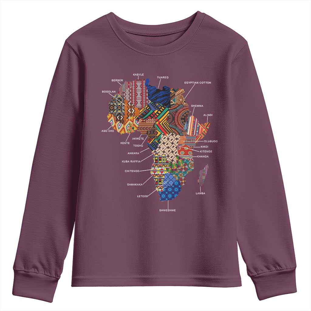 African Culture Black Fabrics Youth Sweatshirt African American Heritage TS11 Maroon Print Your Wear