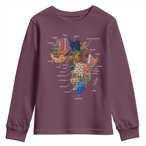 African Culture Black Fabrics Youth Sweatshirt African American Heritage TS11 Maroon Print Your Wear
