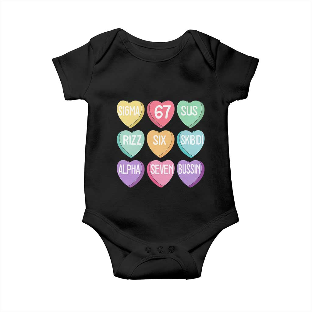 Funny Valentines Day 67 Meme Six Seven Sigma Rizz Heart Kids Baby Onesie TS11 Black Print Your Wear