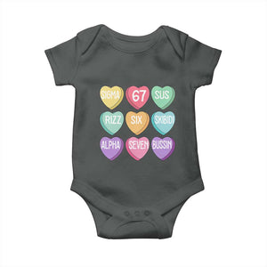 Funny Valentines Day 67 Meme Six Seven Sigma Rizz Heart Kids Baby Onesie TS11 Dark Heather Print Your Wear