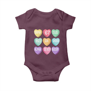 Funny Valentines Day 67 Meme Six Seven Sigma Rizz Heart Kids Baby Onesie TS11 Maroon Print Your Wear