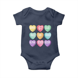 Funny Valentines Day 67 Meme Six Seven Sigma Rizz Heart Kids Baby Onesie TS11 Navy Print Your Wear