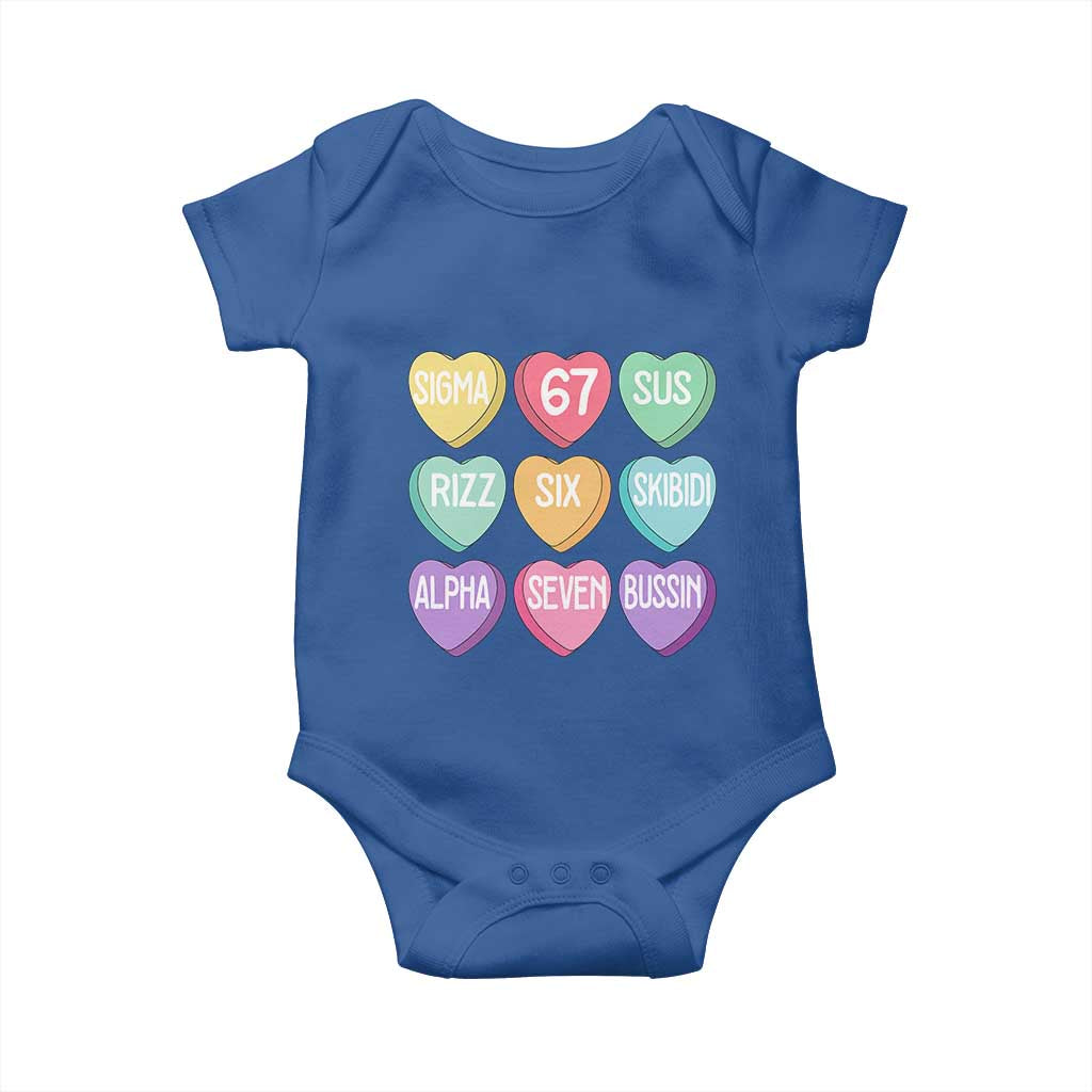 Funny Valentines Day 67 Meme Six Seven Sigma Rizz Heart Kids Baby Onesie TS11 Royal Blue Print Your Wear