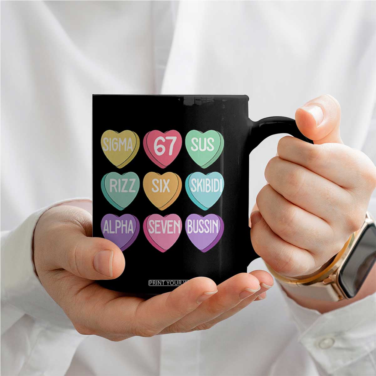 Funny Valentines Day 67 Meme Six Seven Sigma Rizz Heart Kids Coffee Mug TS11 Print Your Wear