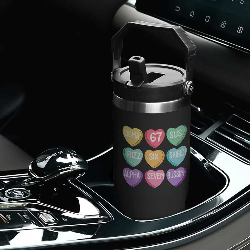Funny Valentines Day 67 Meme Six Seven Sigma Rizz Heart Kids Flip Straw Tumbler TS11 Print Your Wear