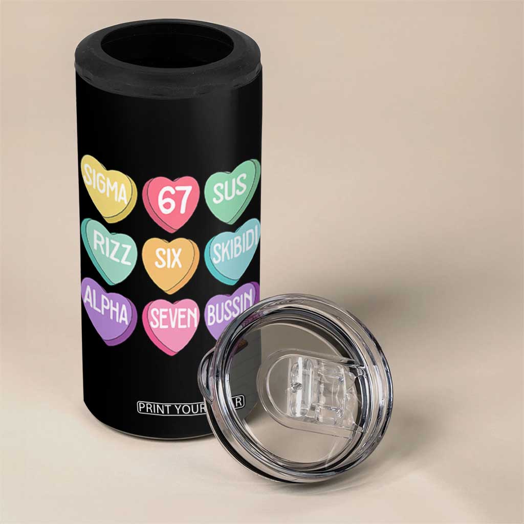Funny Valentines Day 67 Meme Six Seven Sigma Rizz Heart Kids 4 in 1 Can Cooler Tumbler TS11 Print Your Wear