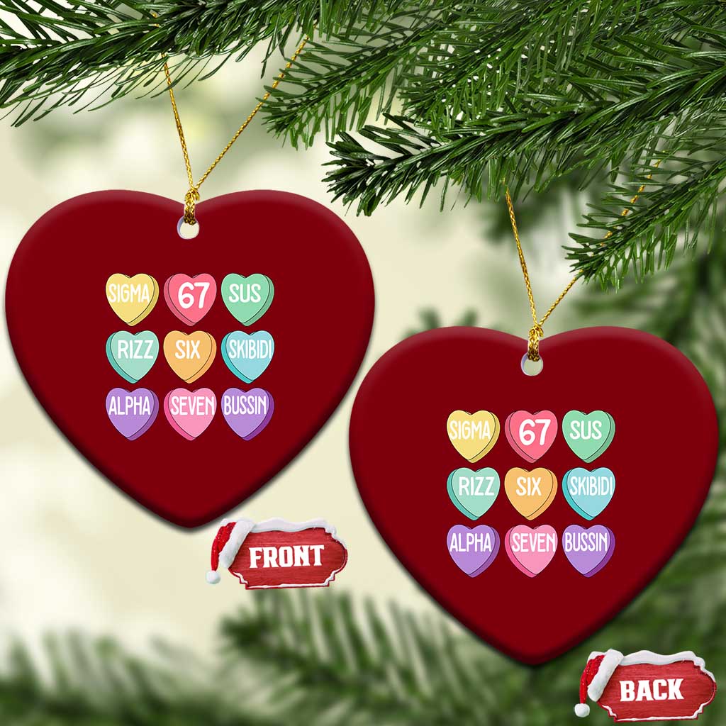 Funny Valentines Day 67 Meme Six Seven Sigma Rizz Heart Kids Ceramic Ornament TS11 Print Your Wear