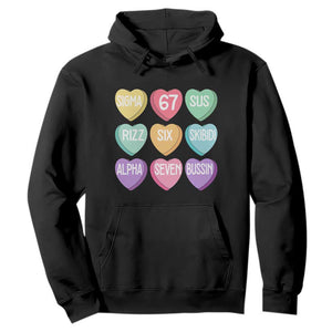 Funny Valentines Day 67 Meme Six Seven Sigma Rizz Heart Kids Hoodie TS11 Black Print Your Wear