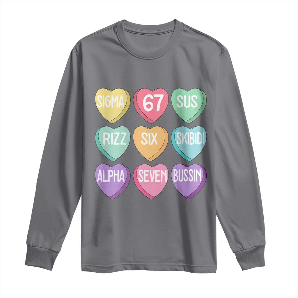 Funny Valentines Day 67 Meme Six Seven Sigma Rizz Heart Kids Long Sleeve Shirt TS11 Charcoal Print Your Wear