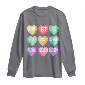 Funny Valentines Day 67 Meme Six Seven Sigma Rizz Heart Kids Long Sleeve Shirt TS11 Charcoal Print Your Wear