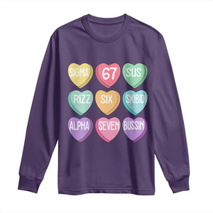 Funny Valentines Day 67 Meme Six Seven Sigma Rizz Heart Kids Long Sleeve Shirt TS11 Purple Print Your Wear