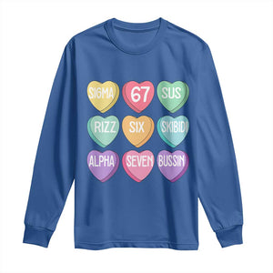 Funny Valentines Day 67 Meme Six Seven Sigma Rizz Heart Kids Long Sleeve Shirt TS11 Royal Blue Print Your Wear