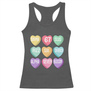 Funny Valentines Day 67 Meme Six Seven Sigma Rizz Heart Kids Racerback Tank Top TS11 Dark Heather Print Your Wear