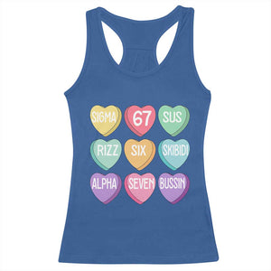 Funny Valentines Day 67 Meme Six Seven Sigma Rizz Heart Kids Racerback Tank Top TS11 Royal Blue Print Your Wear