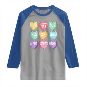 Funny Valentines Day 67 Meme Six Seven Sigma Rizz Heart Kids Raglan Shirt TS11 Sport Gray Royal Print Your Wear
