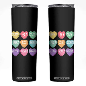 Funny Valentines Day 67 Meme Six Seven Sigma Rizz Heart Kids Skinny Tumbler TS11 Black Print Your Wear
