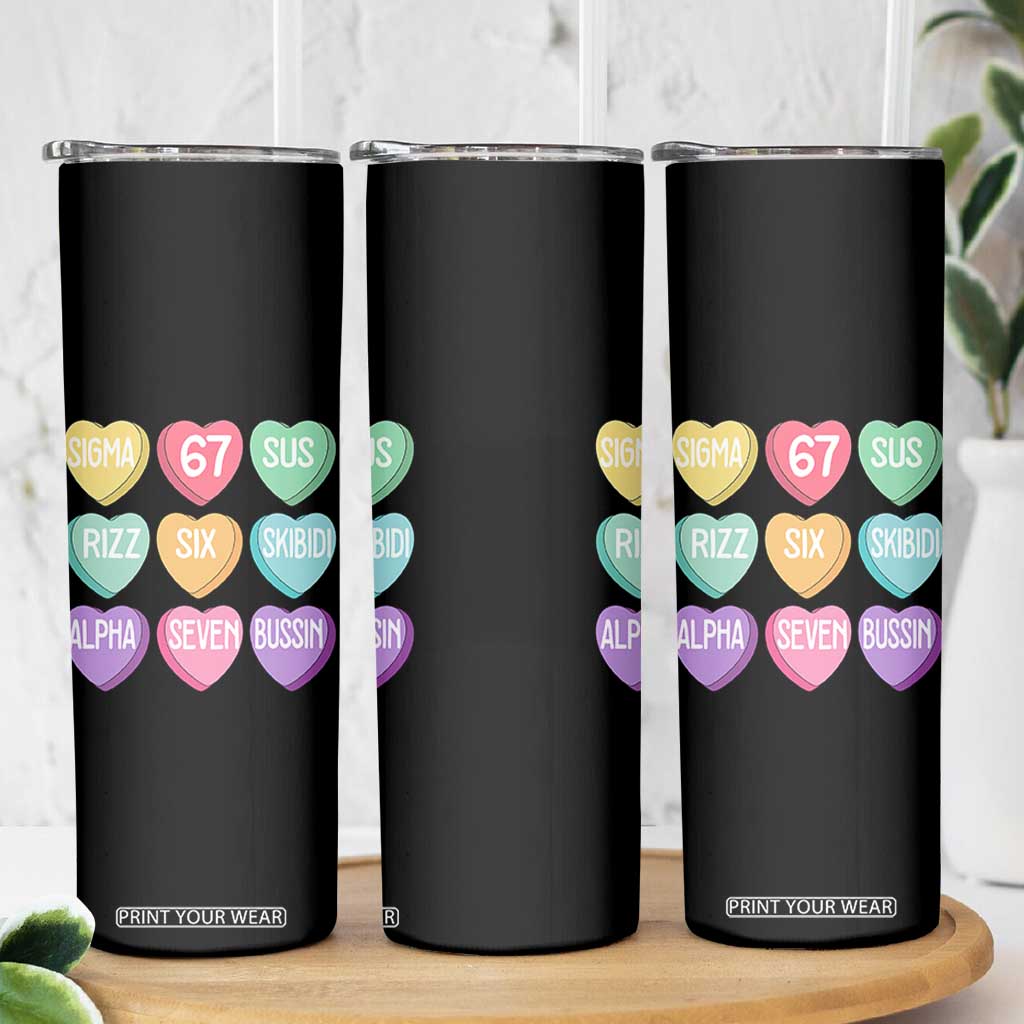 Funny Valentines Day 67 Meme Six Seven Sigma Rizz Heart Kids Skinny Tumbler TS11 Print Your Wear