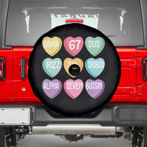 Funny Valentines Day 67 Meme Six Seven Sigma Rizz Heart Kids Spare Tire Cover TS11 Black Print Your Wear
