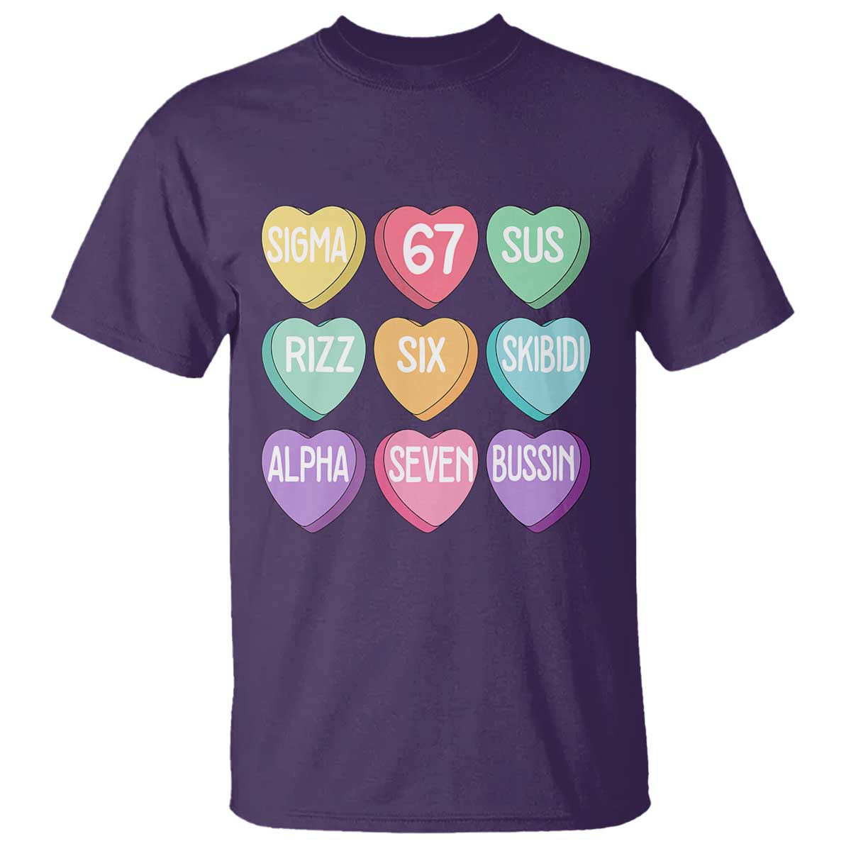Funny Valentines Day 67 Meme Six Seven Sigma Rizz Heart Kids T Shirt TS11 Purple Print Your Wear