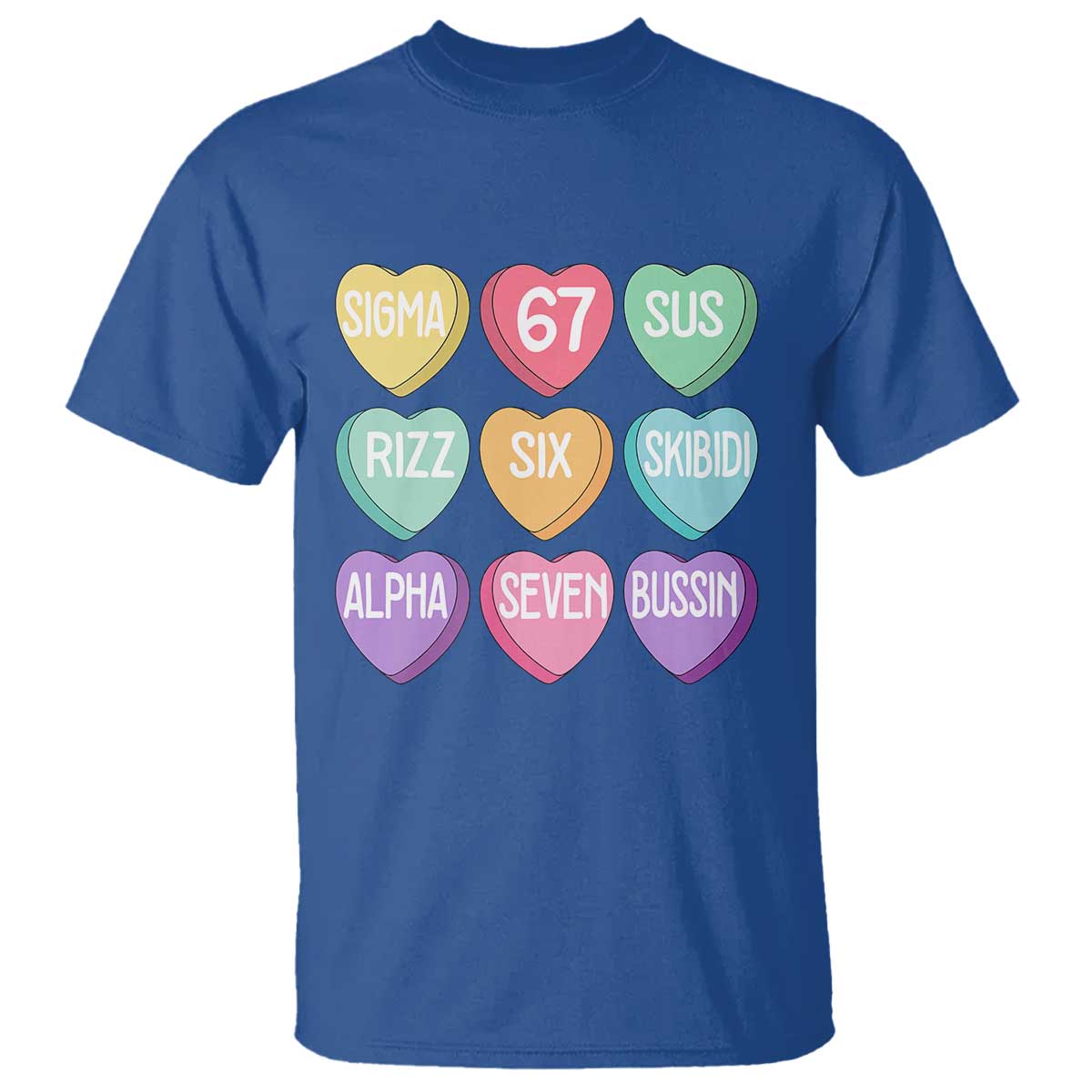 Funny Valentines Day 67 Meme Six Seven Sigma Rizz Heart Kids T Shirt TS11 Royal Blue Print Your Wear